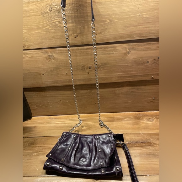 Robert Dice Deep Purple Purse Crossbody Bag Clutch with Studs - Picture 15 of 16